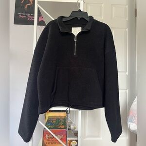 American Eagle Outfitters Black Crop Quarter-zip Sweater - Women’s medium